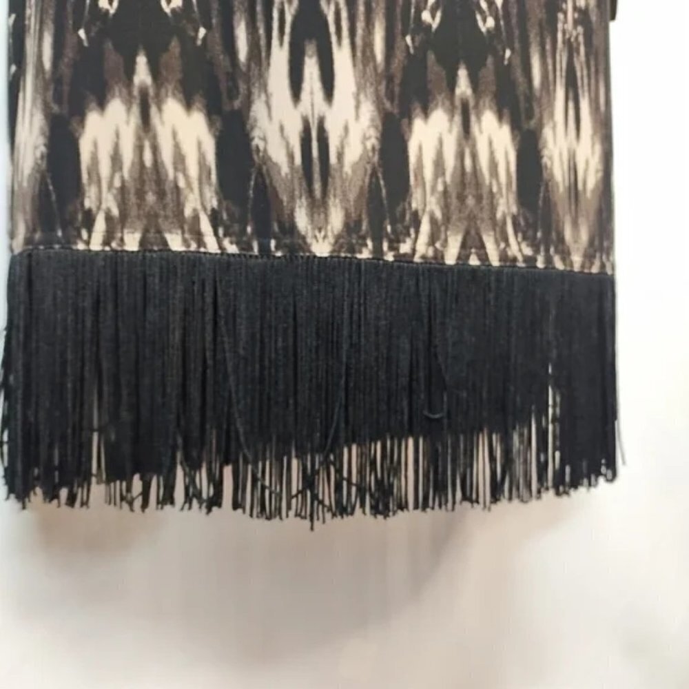 R&M Richards Black Brown White Fringe Dress Size 10 NWT - Picture 7 of 12